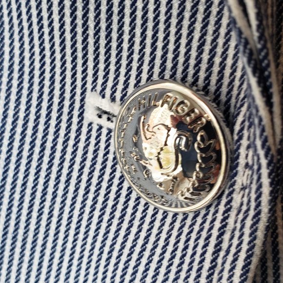 Tommy Hilfiger Navy and White Pinstripe Two-Button Blazer, 4 - Picture 8 of 16